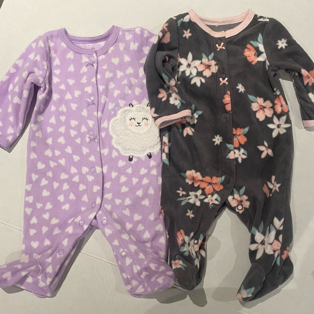 Carters baby girl fleece Footed Sleep & Play  pajamas size NB